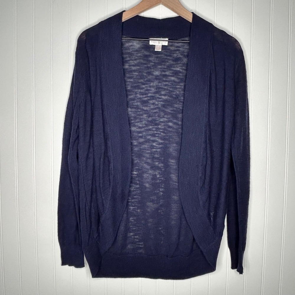 Belle by Kim Gravel Navy Blue Open Front Cocoon Cardigan Sweater Medium
